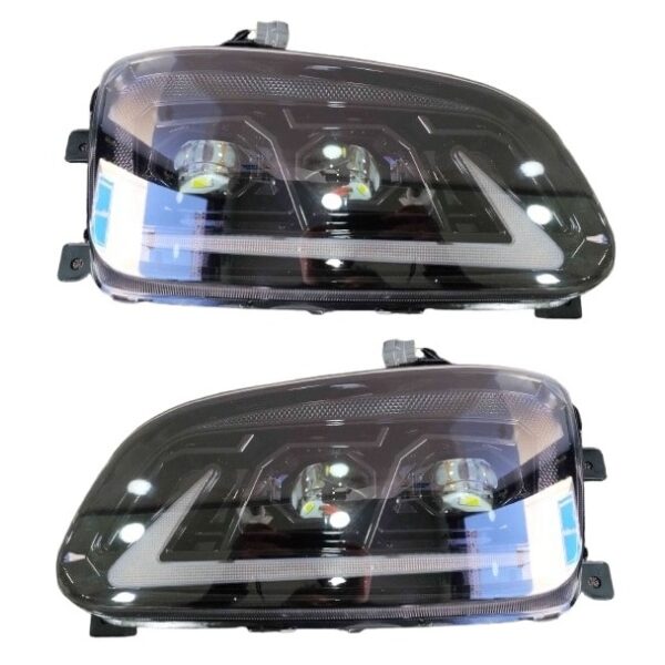 Suitable For All Hino FD FE FC GH GD FG RH LH Twin Lens Black LED Headlight Assembly Pair (Aftermarket)